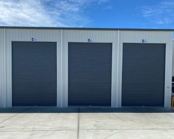 closed car storage units at facility
