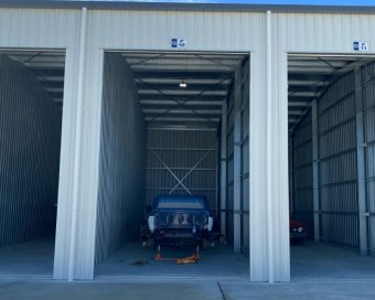 car storage units with cars inside